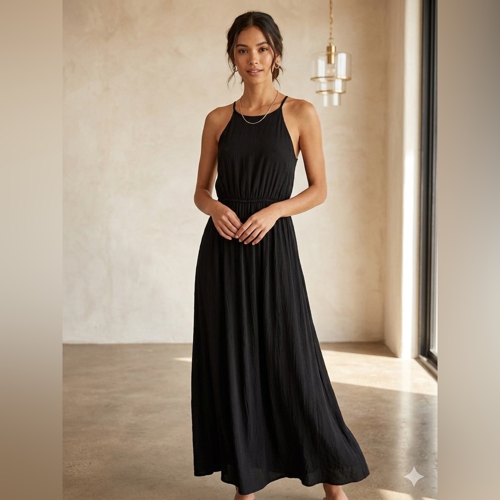 Joe & Elle Black High Neck Halter Maxi Dress Size M